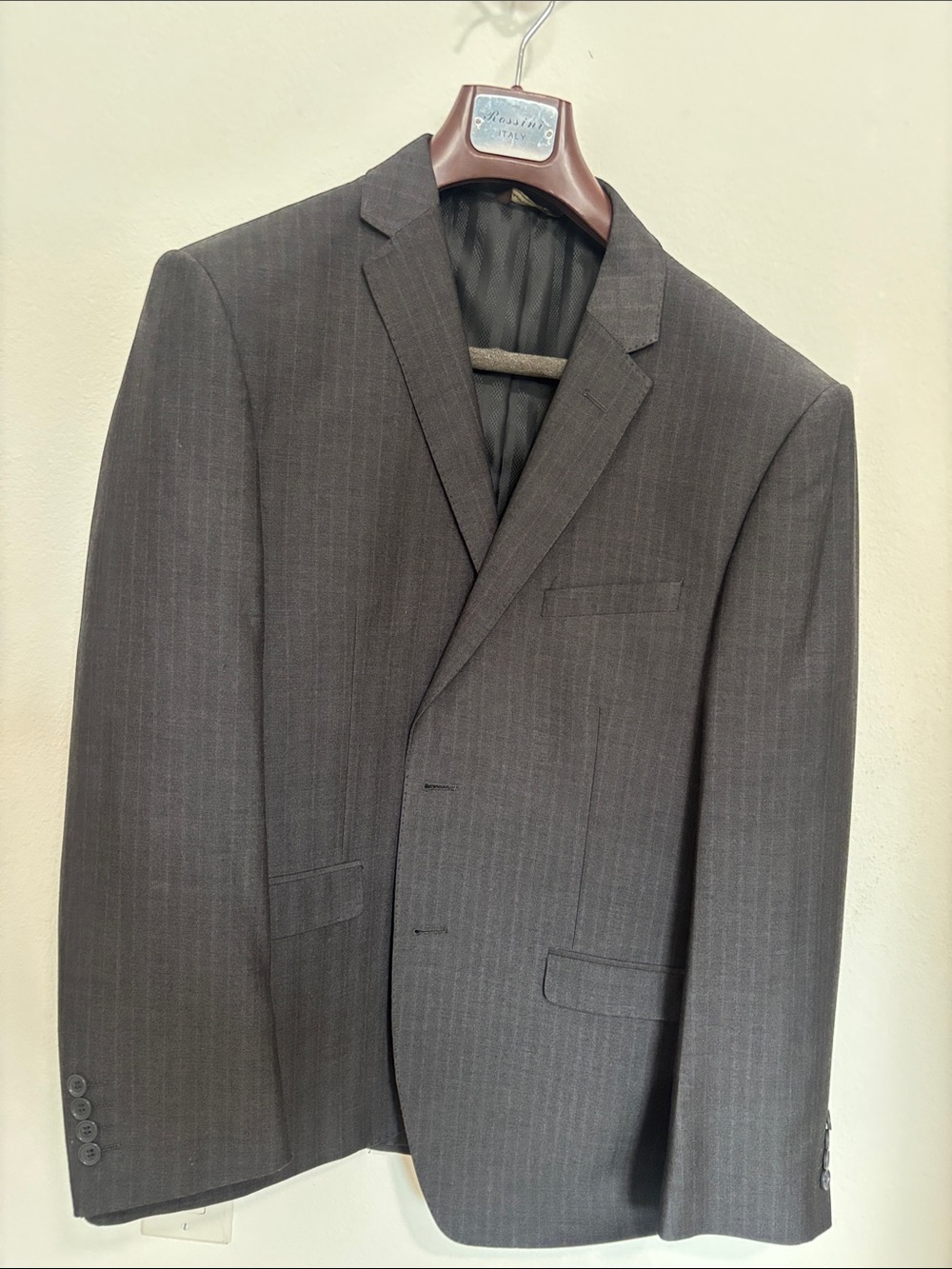 Tailored Men's Charcoal Pinstripe Suit Jacket - Elegant Formal Blazer